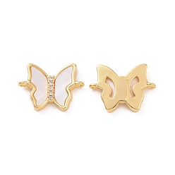 Real 18K Gold Plated Brass Connector Charms, with Shell, Butterfly Links, Real 18K Gold Plated, 11x15x2.5mm, Hole: 1mm