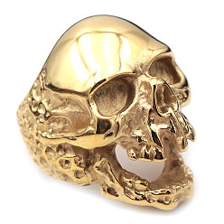 Oro Anillos de acero de titanio, cráneo, dorado, tamaño de EE. UU. 12 (21.4 mm)