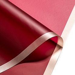 Red 20 Sheets Gold Edge Waterproof PVC Gift Wrapping Paper, Square, Folded Flower Bouquet Wrapping Paper Decoration, Red, 580x580mm