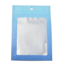 Bleu Sac de fermeture à glissière en plastique, sacs de rangement de couleur dégradée, sac auto-scellant, joint haut, avec fenêtre et trou de suspension, rectangle, bleu, 15x10x0.25 cm, épaisseur unilatérale : 3.9 mil(0.1mm), 95~100 pcs /sachet 