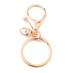 Golden Alloy Keychain Clasp Findings, with Iron Rings, Golden, 68mm