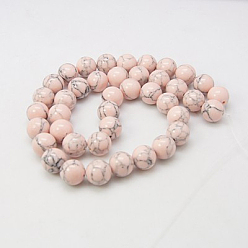 Misty Rose Synthetic Turquoise Beads Strands, Dyed, Round, Misty Rose, 6mm, Hole: 1mm, about 66pcs/strand, 15.7 inch