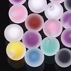 Mixed Color Transparent Acrylic Beads, Rubber Style, Bead in Bead, Half Drilled Beads, Round, Mixed Color, 15.5x15mm, Half Hole: 3.5mm