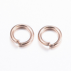 Oro Rosa 304 de acero inoxidable anillos del salto abierto, oro rosa, 21 calibre, 4.5x0.7 mm, diámetro interior: 3.1 mm