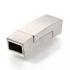 Stainless Steel Color 304 Stainless Steel Magnetic Clasps with Glue-in Ends, Curved Rectangle, Stainless Steel Color, 23.5x7.5x6mm, Hole: 3x6mm