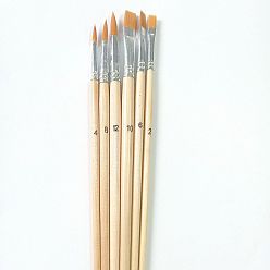 BlanchedAlmond Juego de pinceles para pintar madera, con tubo de aluminio y pelo de nylon, para manualidades de pintura de acuarela al óleo diy, almendra blanqueada, 18.2~19.4x0.4~0.8 cm, 6 PC / sistema