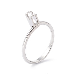 Platinum Zinc Alloy Cuff Ring Findings, Spring Type Ring Stone Holder, Ring Settings for Rhinestone, Platinum, Inner Diameter: 18.5~19mm, Support: 10x4mm