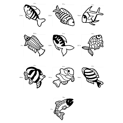 Fish Kit de bricolage attrape-soleil, pour les enfants fenêtre peinture art peinture, motif de poisson, 19~21x18.6~21.4 cm, 10 pièces / kit
