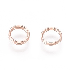 Oro Rosa 304 anillos partidos de acero inoxidable, anillos de salto de doble bucle, oro rosa, 5x1 mm, diámetro interior: 3.8 mm, alambre simple: 0.5 mm