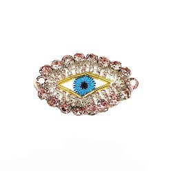 BrumosaRosa Apliques de cuentas de diamantes de imitación artesanales de mal de ojo, bordado computarizado coser en parches, Accesorios de adorno, rosa brumosa, 52x31 mm