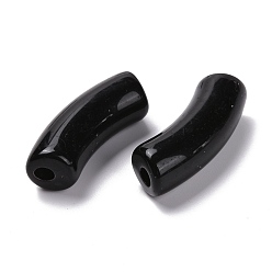 Black Opaque Acrylic Beads, Curved Tube, Black, 34.5x13x11mm, Hole: 3.5mm, about 155pcs/500g