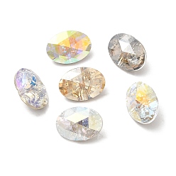 Mixed Color K5 Glass Rhinestone Buttons, Back Plated, Faceted, Oval, Mixed Color, 14x10x7mm, Hole: 1mm