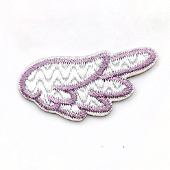 Средний Фиолетовый Компьютеризированная вышивка тканью утюжок на / шить на заплатках, аксессуары для костюма, правое крыло, средне фиолетовый, 20x39 мм