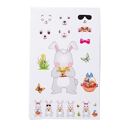 Rabbit Easter Theme Paper Gift Tag Self-Adhesive Stickers, for Gift Packaging and Party Decoration, Rabbit Pattern, 18x11x0.02cm