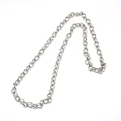 Stainless Steel Color Fashionable 304 Stainless Steel Side Twisted Chain Necklaces, with Lobster Claw Clasps, Stainless Steel Color, 21 inch~22 inch(53.3~55.9cm)x6mm