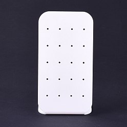 White Acrylic Earring Display Stands for 12 Pairs Show, Rectangle, White, 6x4.2x11cm, Hole: 1.5mm