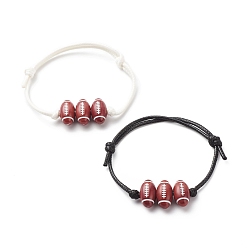 Human 2Pcs 2 Colors Sport Theme Acrylic Beaded Bracelet, Polyester Cord Adjustable Bracelets for Men Women, Player Pattern, Inner Diameter: 1-7/8~3-1/4 inch(4.7~8.3cm), 1Pc/color