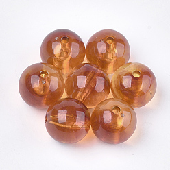 Marron Sablonneux Perles acryliques, style de pierres fines imitation, ronde, Sandy Brown, 20x19.5mm, trou: 3 mm, environ 105 pcs / 500 g