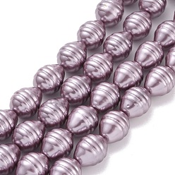 Purple Electroplate Shell Pearl Beads Strands, Potato, Purple, 15~16.5x12~12.5mm, Hole: 0.8mm, about 26pcs/strand, 15.7 inch~16.1 inch(40~41cm) 