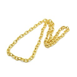 Golden Fashionable 304 Stainless Steel Twisted Grain Cable Chain Necklaces, with Lobster Claw Clasps, Golden, 20 inch~21 inch(50.8~53.3cm)x7mm