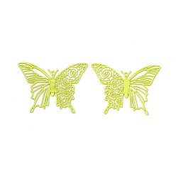 Yellow Green Spray Painted 430 Stainless Steel Pendants, Butterfly, Yellow Green, 31x40x0.3mm, Hole: 1.2mm