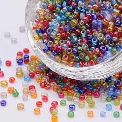 Mixed Color 6/0 Round Glass Seed Beads, Transparent Colours Rainbow, Round Hole, Mixed Color, 6/0, 4mm, Hole: 1.5mm, about 500pcs/50g, 50g/bag, 18bags/2pounds