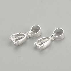 Silver 925 Sterling Silver Pendants, Ice Pick & Pinch Bails, with 925 Stamp, Silver, 16mm, Hole: 5mm, Pin: 0.5mm