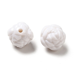 Blanco Abalorios de acrílico opacos, flor, blanco, 10 mm, agujero: 1.5 mm, Sobre 1110 unidades / 500 g