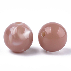 Rosy Brown Acrylic Beads, Imitation Gemstone Style, Round, Rosy Brown, 13.5~14x13mm, Hole: 2mm, about 330pcs/500g