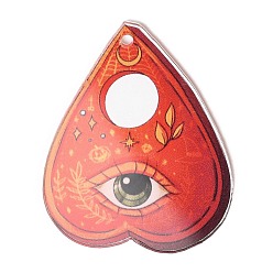 Corazón Colgantes de acrílico, ojo, corazón, 46x37.5x1.9 mm, agujero: 2 mm