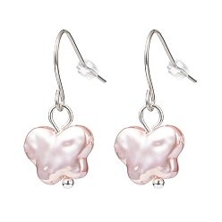Brun Rosé  Boucles d'oreilles pendantes papillon en perles de plastique, 304 bijoux en acier inoxydable pour femmes, brun rosé, 27mm, pin: 0.6 mm