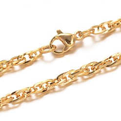 Oro 304 collares de cadena de la cuerda de acero inoxidable, con broches de langosta, dorado, 29.92 pulgada (76 cm), 3 mm