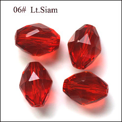 Красный Имитация Австрийские кристаллические шарики, класс AAA, граненые, овальные, красные, 8x6 мм, отверстие : 0.7~0.9 мм