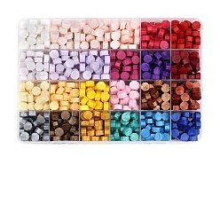 Color mezclado 24 rejillas 24 colores partículas de cera de sellado, para sello de sello retro, color mezclado, 130x190 mm, Color 24, 720 unidades / caja