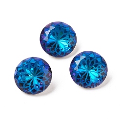 Azul Bermuda K 9 cabujones de pedrería de cristal de strass, chapado en color aleatorio, facetados, diamante, patrón de flores, azul bermudas, 14x7 mm
