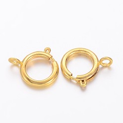 Золотой Латунная застежка пружинного кольца, ювелирные аксессуары, золотые, 12 мм, отверстие : 2.5 мм