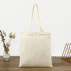 Blanco Bolsa de lona en blanco de tela de algodón, bolso de mano vertical para manualidades diy, blanco, 36x31 cm