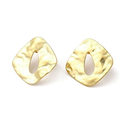 Real 18K Gold Plated 304 Stainless Steel Rhombus Stud Earrings for Women, Real 18K Gold Plated, 19.5x20mm