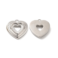 Stainless Steel Color 304 Stainless Steel Pendant Cabochons Settings, Heart, Stainless Steel Color, Tray: 7.5x7mm, 15x15x3.2mm, Hole: 1.2mm