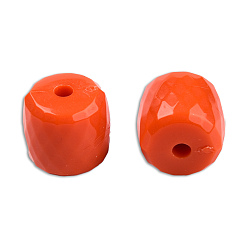Orange Red Opaque Acrylic Beads, Faceted, Barrel, Orange Red, 13x13mm, Hole: 2.7~2.8mm, about 290pcs/500g