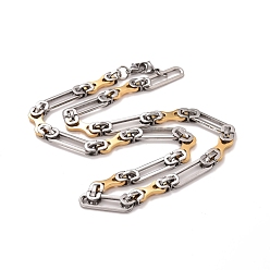 Oro & Acero Inoxidable Color Chapado al vacío 304 collar de cadenas de eslabones ovalados de acero inoxidable, joyas de hip hop para hombres y mujeres, acero color oro y acero, 24.02 pulgada (61 cm)