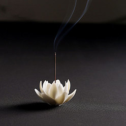 Blanc Brûleurs d'encens en porcelaine, porte-encens lotus, bureau à domicile salon de thé fournitures bouddhistes zen, blanc, 60x40mm