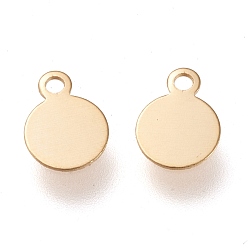 Golden 304 Stainless Steel Charms, Stamping Blank Tag, Laser Cut, Flat Round, Golden, 6.5x5x0.2mm, Hole: 1mm