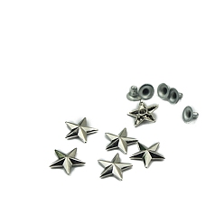 Platino Remaches de colisión de aleación de estrella, remaches semitubulares, para accesorios de ropa de calzado, Platino, 15 mm, sobre 1000 juegos/bolsa