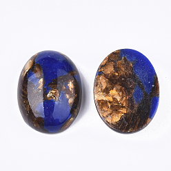 Bleu Jaspe impérial synthétique assemblé et cabochons en bronzite, teint, ovale, bleu, 25~25.5x18~18.5x7~7.5mm