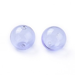Violet Perles de verre soufflées faites à la main, ronde, violette, 16x16mm, Trou: 1~2mm
