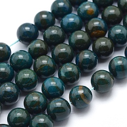 Темно-синий  Шифер Окрашенные природных драгоценных камней бусы нити, имитация апатита, круглые, темно-синий, 10 мм, отверстие : 1.2 мм, около 36 шт / нитка, 14.9 дюйм (38 см)