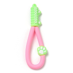 Perlas de Color Rosa Cuerda de correa de pulsera de teléfono de plástico pvc con estampado de pata de gato, decoración de accesorios móviles, rosa perla, 10.8~10.9x3.3~3.4x1.3 cm