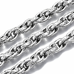 Stainless Steel Color 304 Stainless Steel Rope Chains, with Spool, Unwelded, Stainless Steel Color, 14.5x10.7x3.3mm, about 16.4 Feet(5m)/roll