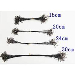Black Steel Fishing Wire Leaders, Fishing Line Wire Leaders with Swivels and Snaps, Black, 185~342mm, 100pcs/set